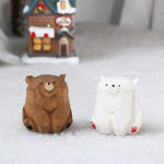 statues animaux ours blanc noir marron clair yeux noirs pattes rouges artisanal moderne