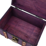 coffre bijoux bois violet vintage serrure réutilisable 22x15x13cm