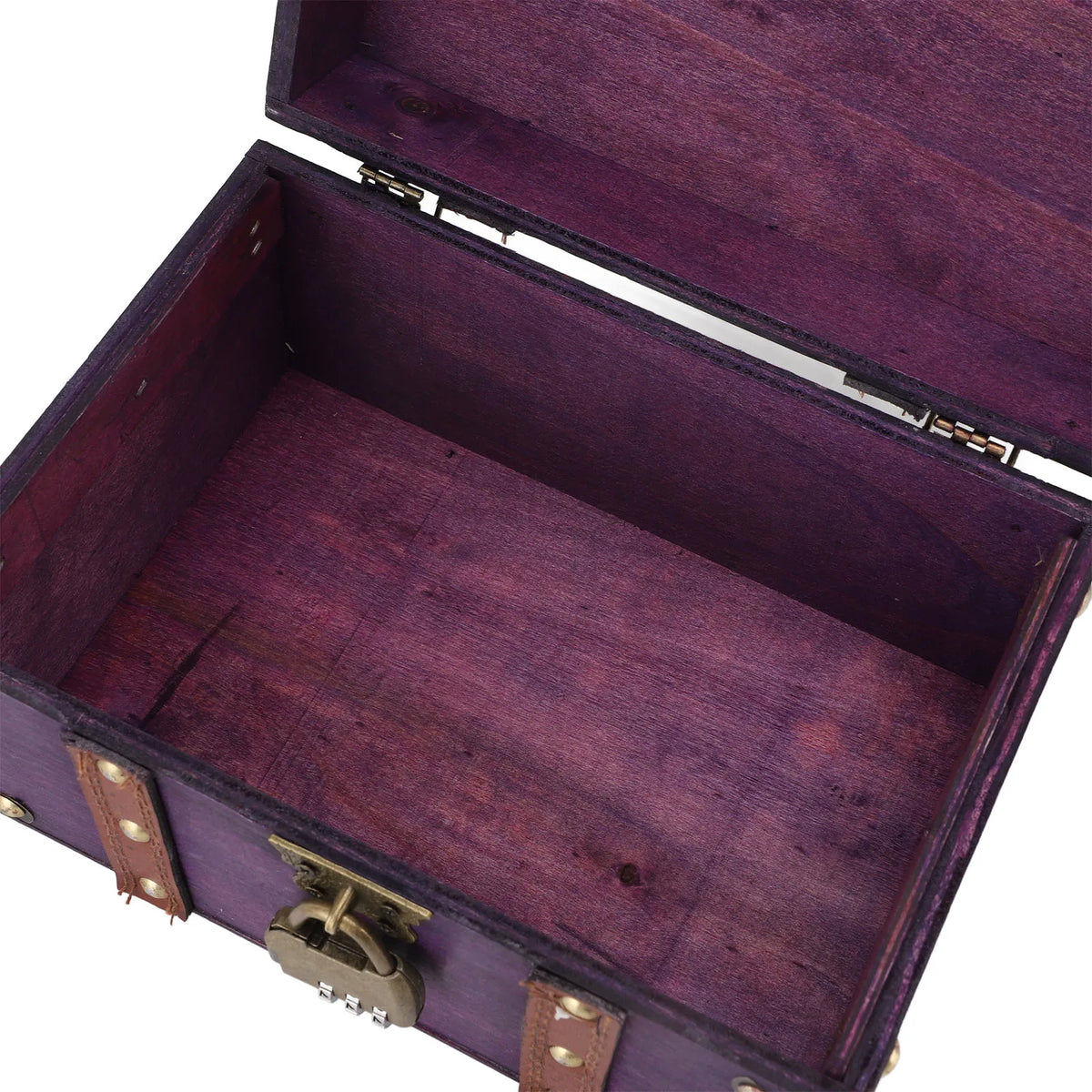 coffre bijoux bois violet vintage serrure réutilisable 22x15x13cm