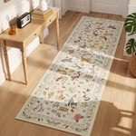 tapis bleu foncé chats fleurs motif naturel classique antidérapant sol extérieur 60cm 80cm 120cm