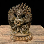 statue tibétaine bronze bouddhiste décoration maison 10cm hauteurs motifs floraux detalles artisanat