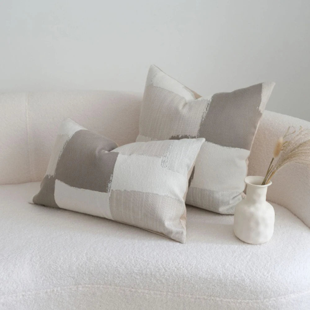 coussins décoratifs patchwork moderne sans rembourrage beige gris blanc lit canapé 45x45cm