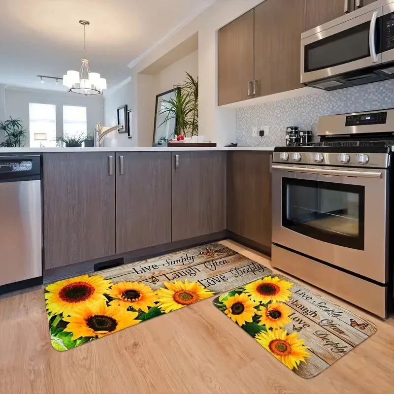 tapis sol extérieur multicolore tournesols rustique adhésif antidérapant fleur vivre simplement rire souvent aimer
