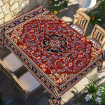 nappe imperméable ornements floraux rouge noir bleu beige classique table réutilisable polyester tissage tat