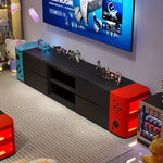 meuble tv gamer moderne figurines décoration led verte hello kitty