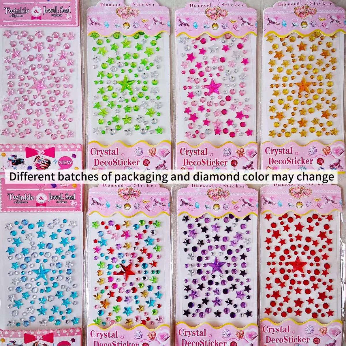 sticker decoratif brillant stickers etoiles adhésifs rose vert blanc bleu violet rouge doré