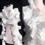 dentelle blanche noire plissée satinée élégante accessoire mode collier foulard 17cm