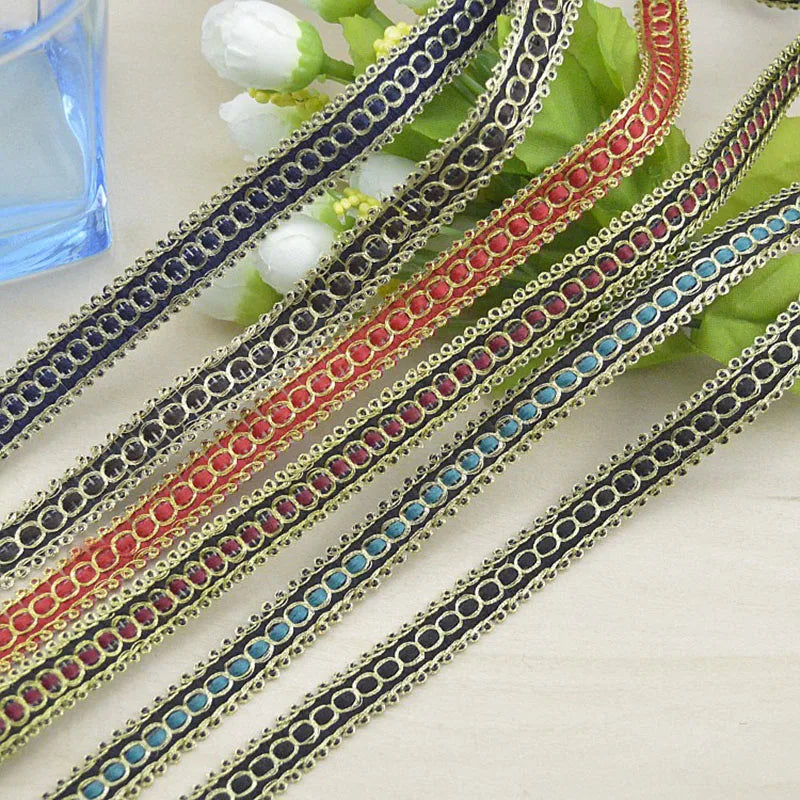 ruban décoratif polyester largeur 1.7cm noir marron clair bleu marine orange vert rouge classique