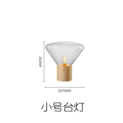 lampe poser transparente bois minimaliste moderne ampoule led base bois conique