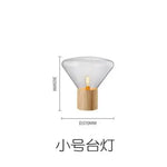 lampe poser transparente bois minimaliste moderne ampoule led base bois conique