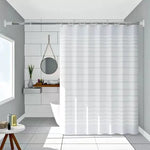 rideau douche moderne rayé blanc gris ourlet standard éva semi transparent métalliques facile installer