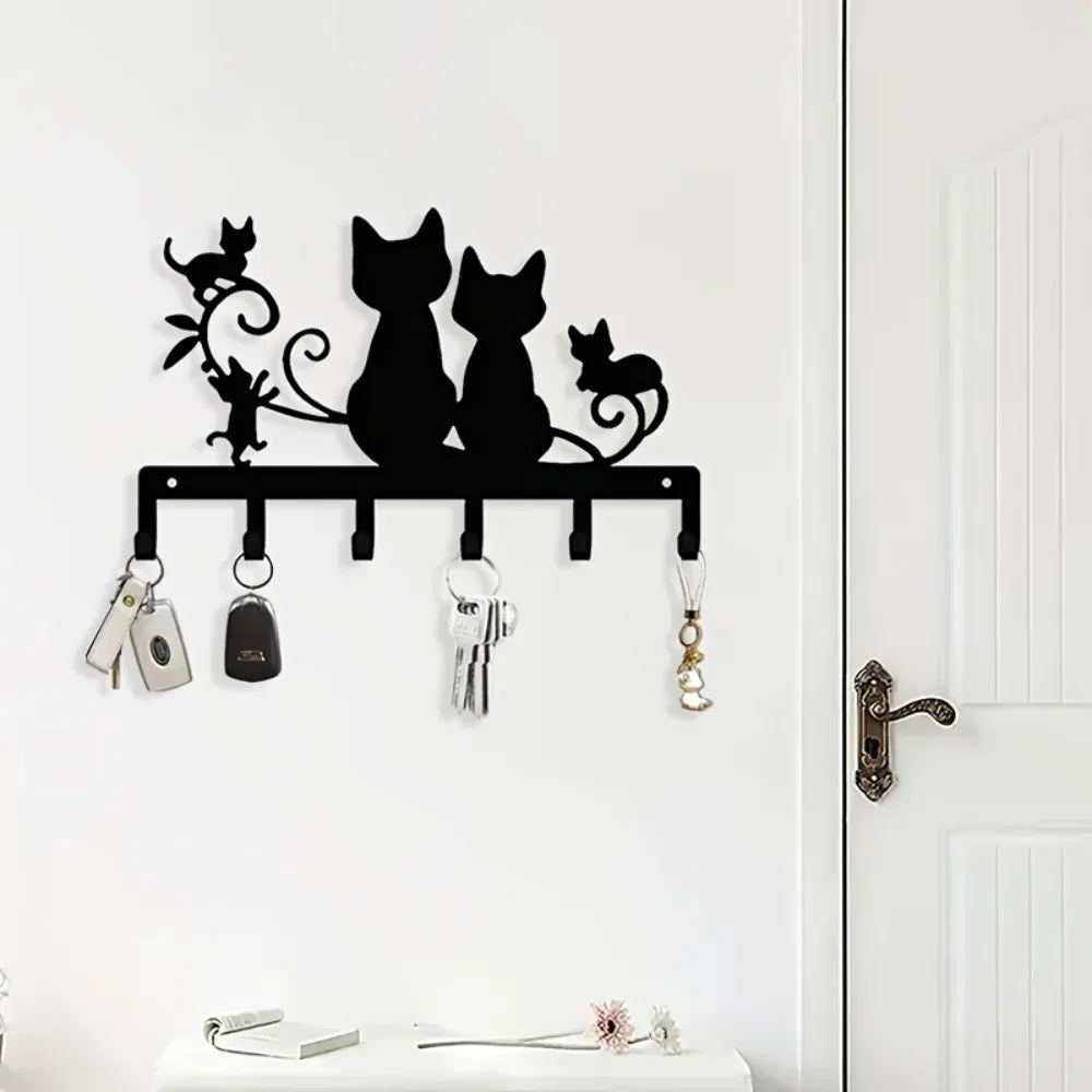 décoration murale magnétique chats stylisés motifs floraux porte clés fixations murales modernes animaux