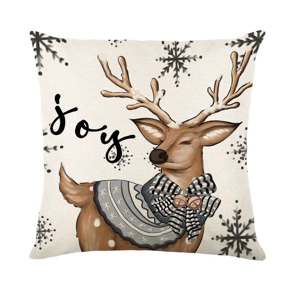 coussin carré noël arbre renne guirlande bonhomme neige décoration maison traditionnel opacité fixe