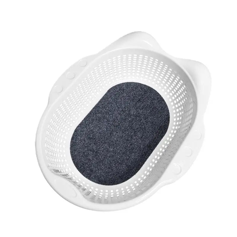 panier linge moderne tapis noir tapis blanc jaune gris rose petits trous transparent pratique