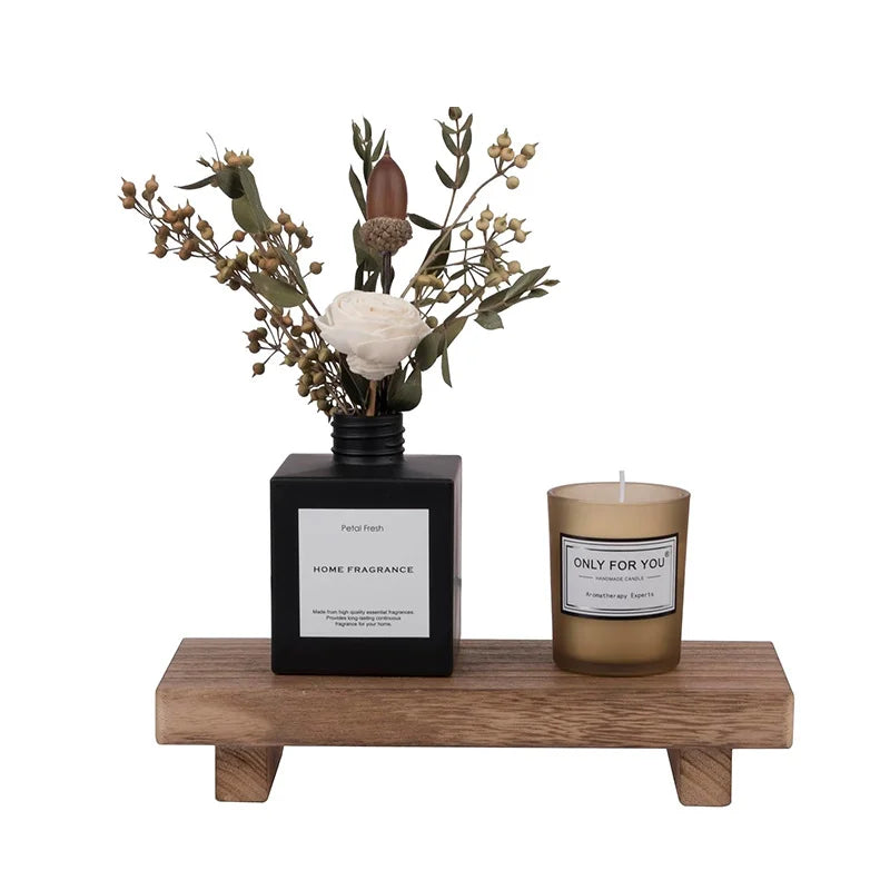 porte savon plateau bois support flacon pompe bougie plante succulente diffuseur parfum brosse main