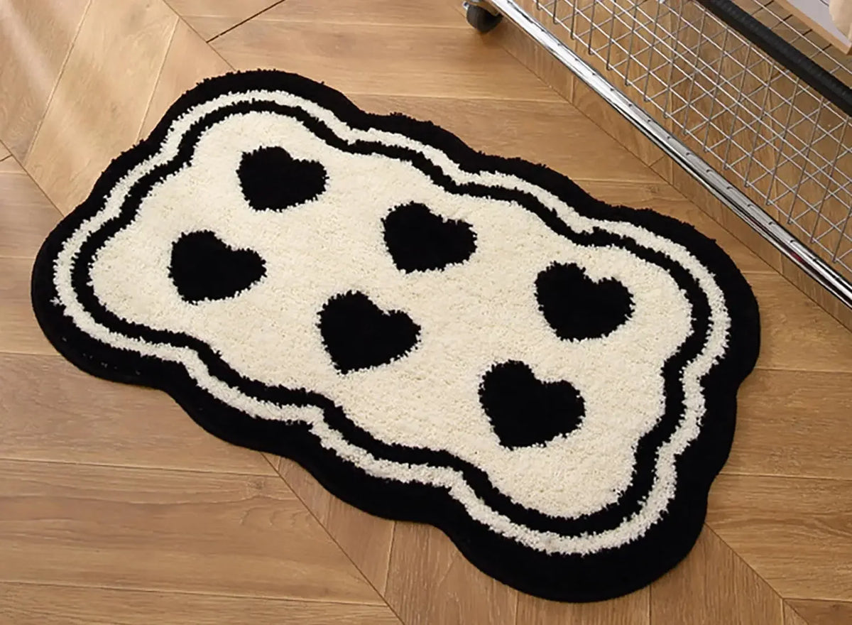 tapis bain antidérapant polyester lettres relief moderne absorbant doux salle bain