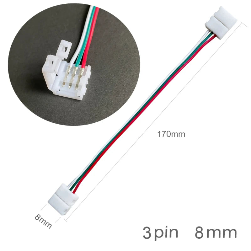 connecteur double tête bande led 2pin 3pin 4pin 5pin 6pin 15cm blanc rouge noir