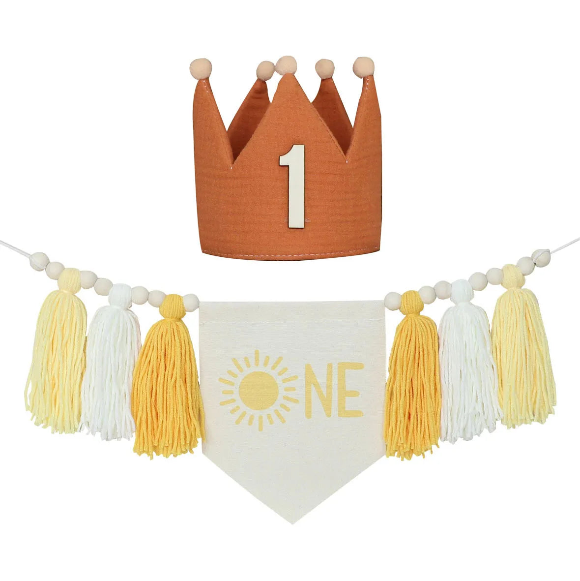 guirlande festivite couronne numerale deco chambre enfant motif pompon boho couleur neutre festive