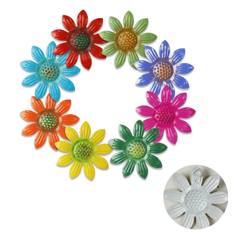 décorations murales fleurs stylisées rouge bleu vert jaune orange moderne