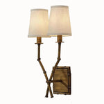 applique murale deux lampes bambou abat jour tissu bronze beige moderne rustique chambre cuisine