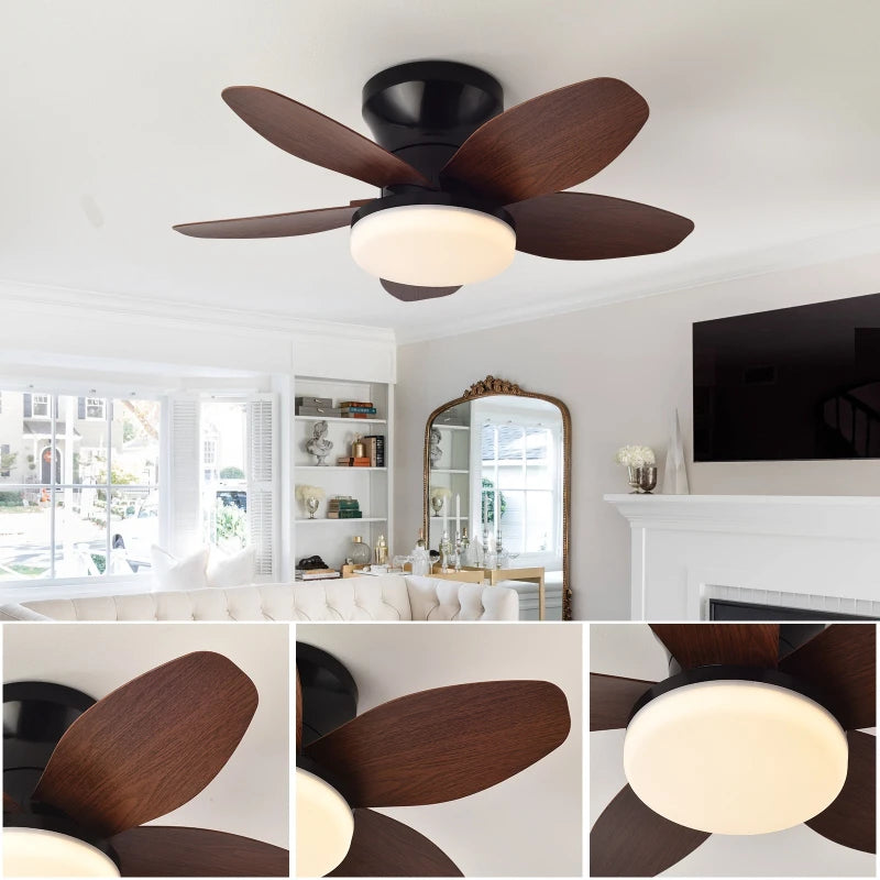 ventilateur moderne pales noir bois télécommande led lisse opacité chambre salon