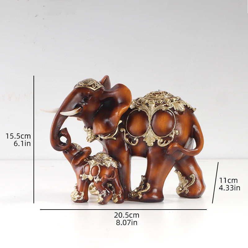statue éléphant marron clair doré motifs ornements artisanat décoration intérieure chambre salon