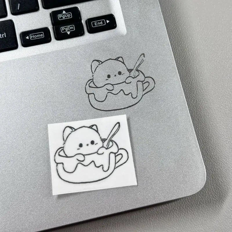 sticker autocollant 3d dessin animé chatons noir blanc décoration diy téléphone portable ordinateur