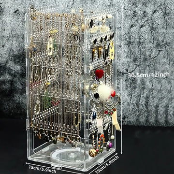 présentoir rotatif bijoux transparent noir rangement colliers boucles oreilles moderne utilitaire porte accessoirescrição