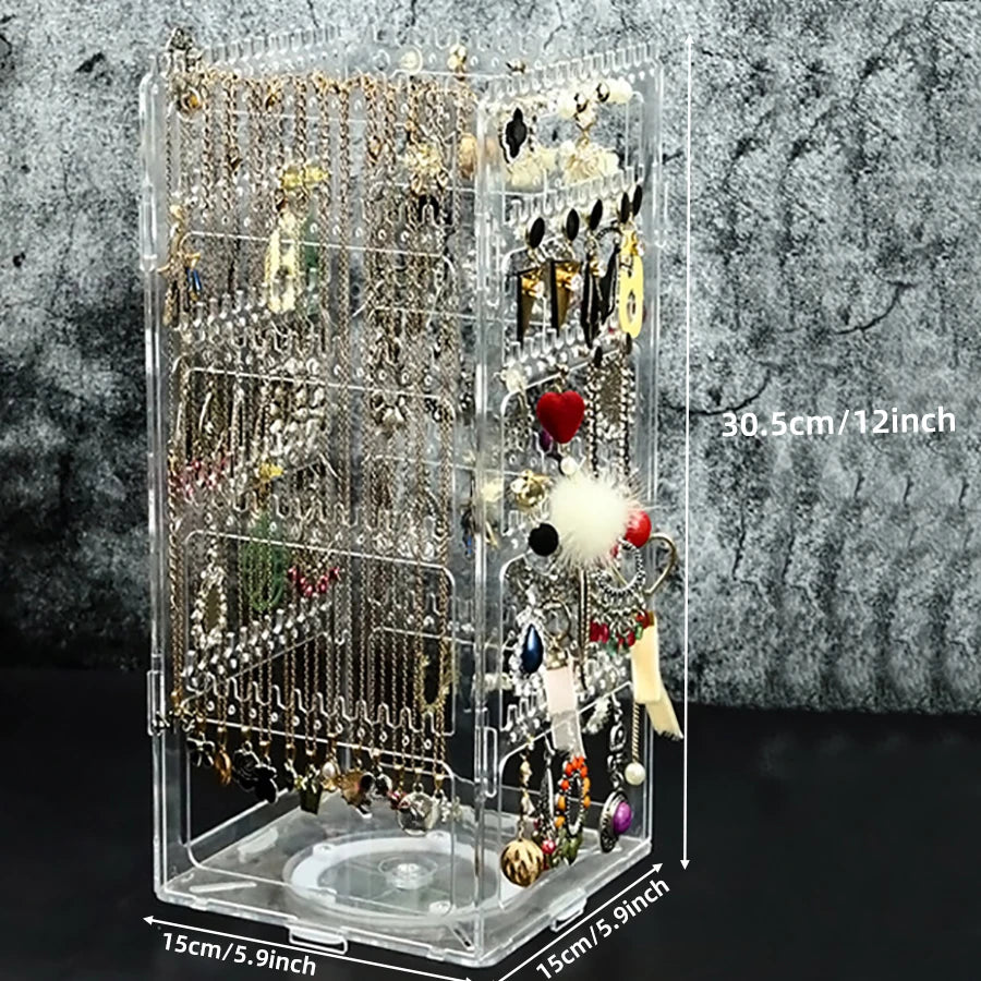 présentoir rotatif bijoux transparent noir rangement colliers boucles oreilles moderne utilitaire porte accessoirescrição
