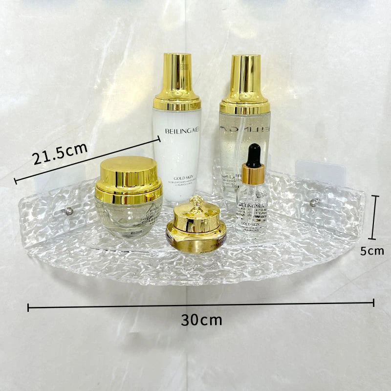 étagères salle bain transparentes texturées modernes clips fixation réutilisables acrylique