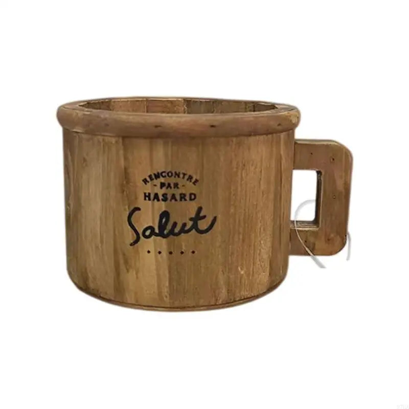 jardinière pot bois blanc mug rustique décoration intérieure extérieure herbes fleurs artificielles