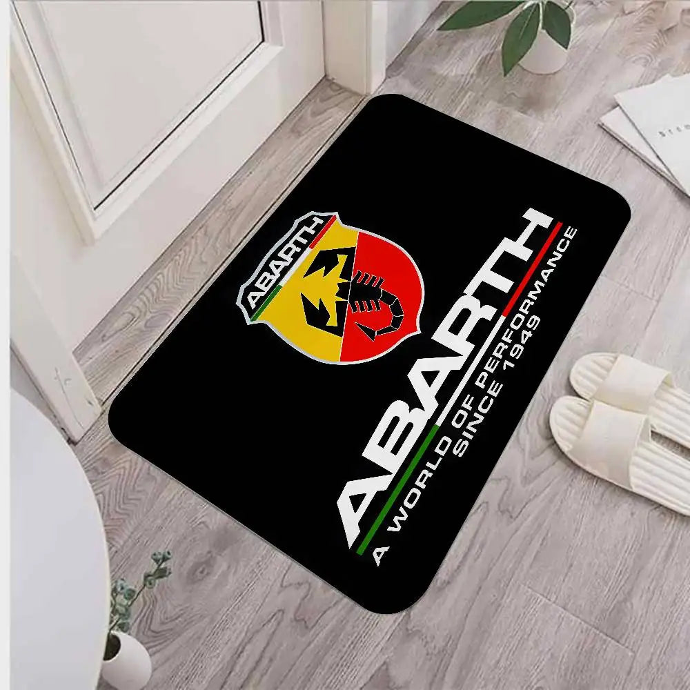 tapis moderne abarth logo scorpion noir rouge salon entrée antidérapant polyester
