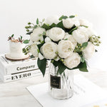 bouquet fleurs artificielles soie péonies modernes élégantes intérieur blanc rose vert