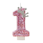 bougies anniversaire numérotées rose pâle brillantes décoratives festives filles couronne pailletée adhésif