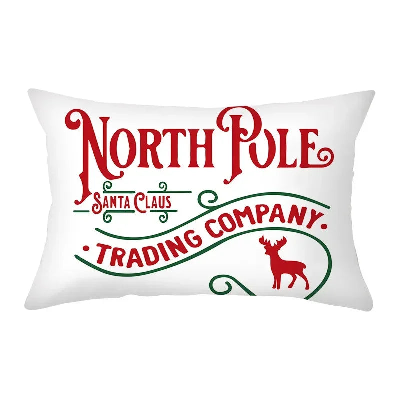coussin Noël rouge motif rennes flocons neige décoration canapé salon fête hiver 30x50cm