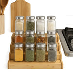 présentoir étagère bois épices moderne pots naturels organisation cuisine durable multifonctionnelle