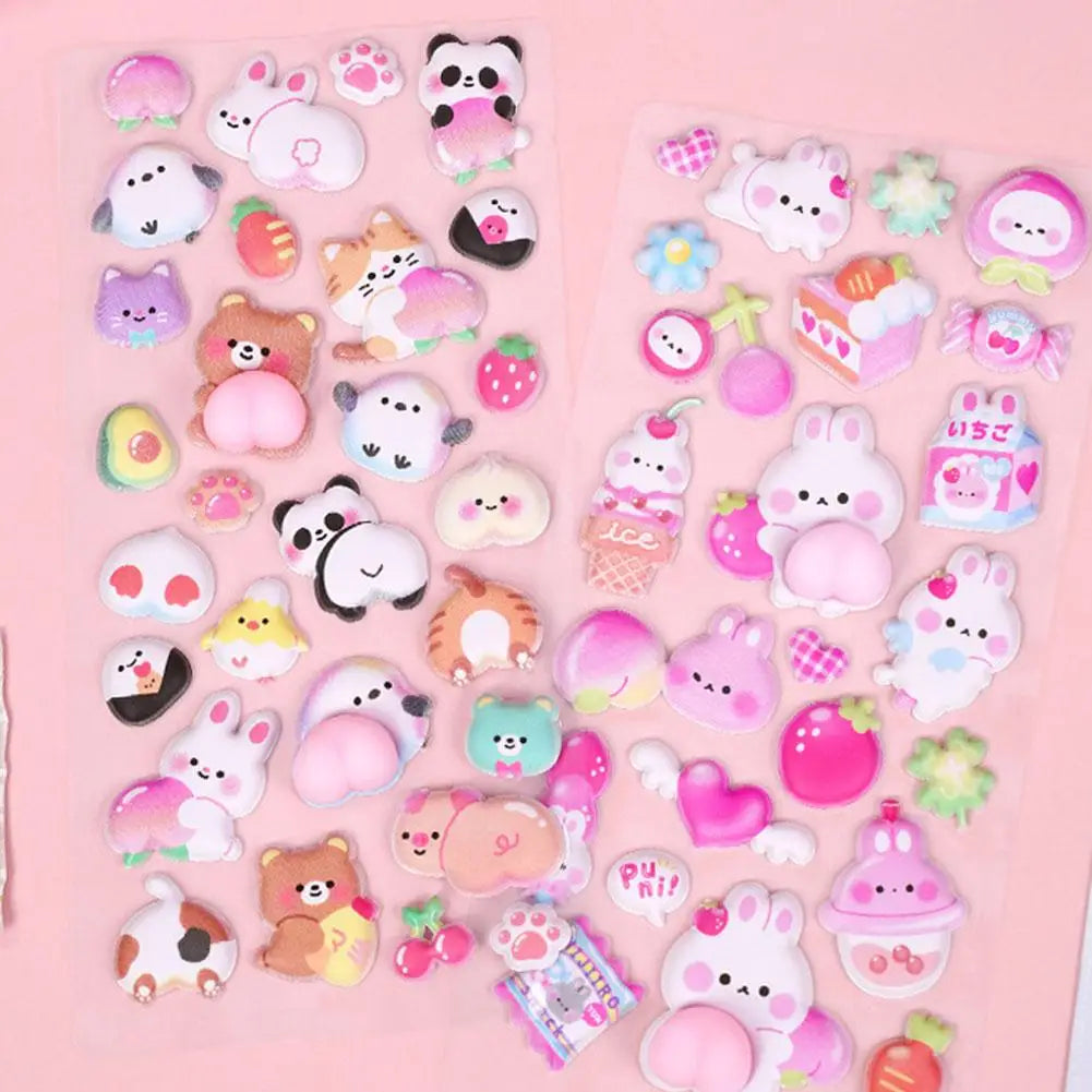 autocollants 3D animaux mignons fruits kawaii adhésifs décoratifs maison téléphone portable ordinateur