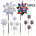 soufflet oiseaux girouette argent arc ciel extérieur décoration jardin ludique fixe pales holographiques 10