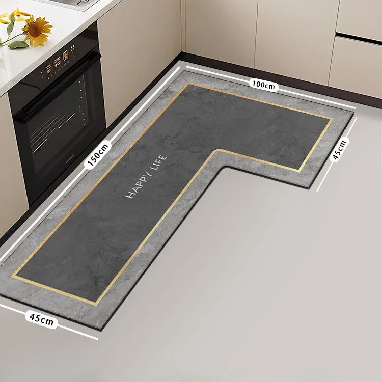 tapis sol moderne gris marbré adhésif salon super absorbant long rectangle