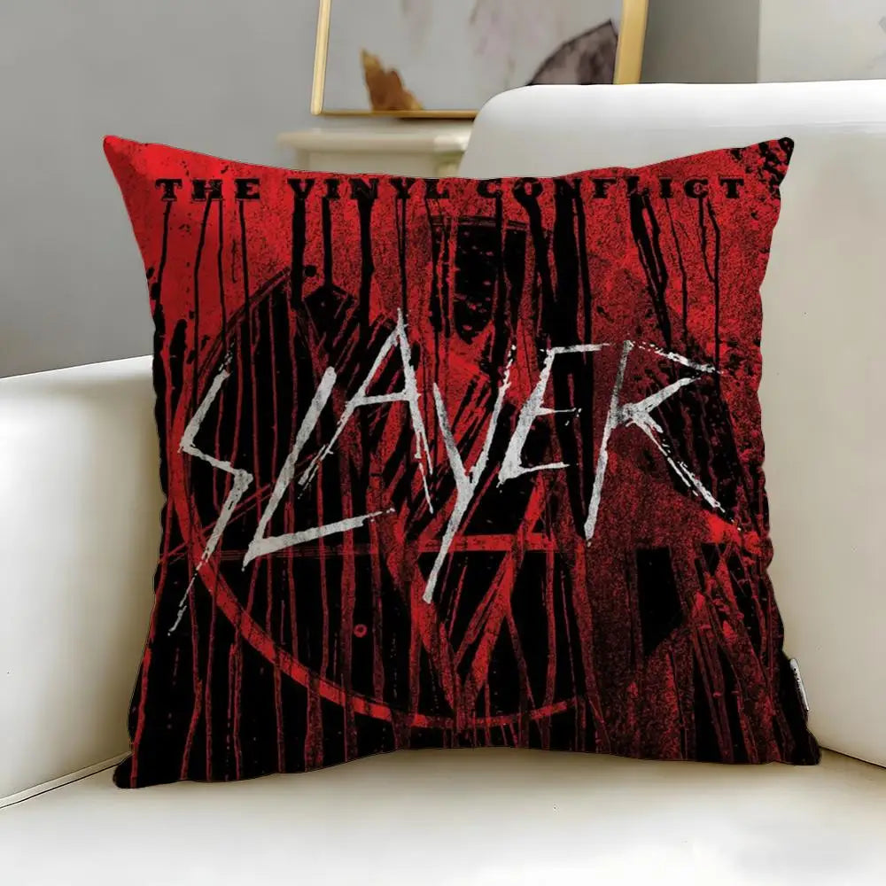 housse coussin noir graphique crâne rock gothique 45x45cm zip invisible fácil laver