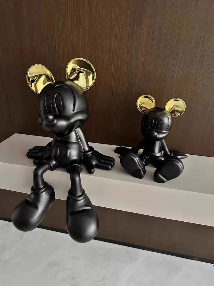 figurine mickey mouse résine noire blanche moderne figurine deco salon hall entrée meuble tv