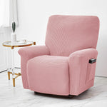Housse fauteuil inclinable bleu noir gris jacinquée extensible moderne poche adhésif lavage machine