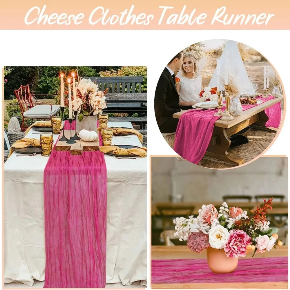chemin table moderne rose vif texture ondulée élégant assiettes blanches couverts dorés bougies noires