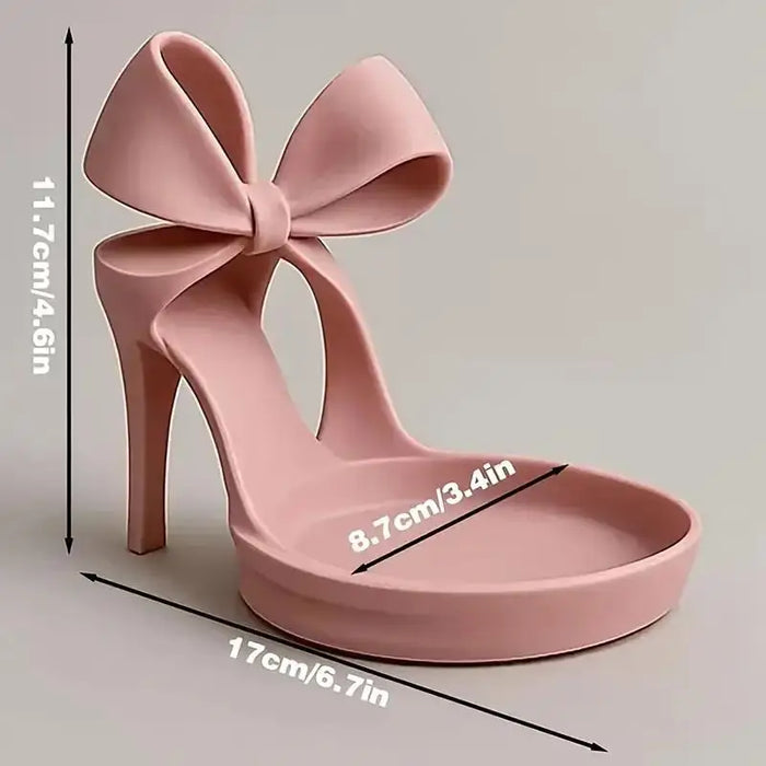 porte bijoux chaussure talons hauts rose clair noeud papillon moderne résine rangement lune cercle