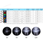 LED prébranchées multicolores clignotantes 12V noir rouge blanc vert bleu jaune transparent moderne