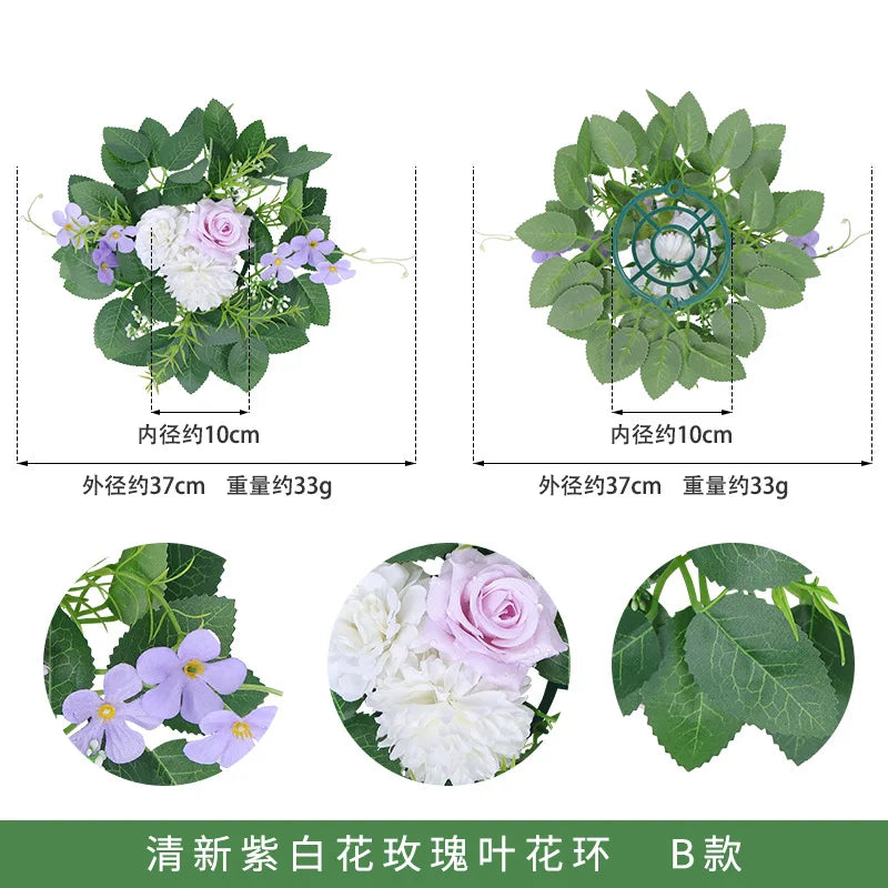 guirlandes florales artificielles couronne mariage décoration intérieure roses chrysanthèmes verte rouge