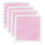 lot serviettes table coton fleurs bordure dentelée rose vert bleu
