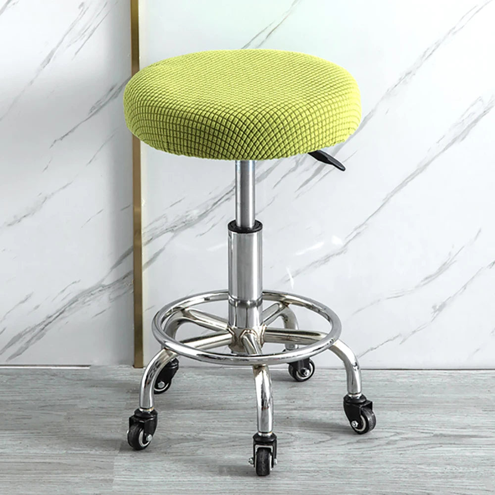 housse coussin tabouret rond velours beige moderne fixation protection siège fauteuil salon