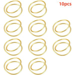 Anneaux métalliques dorés de différentes tailles, 10 pièces.