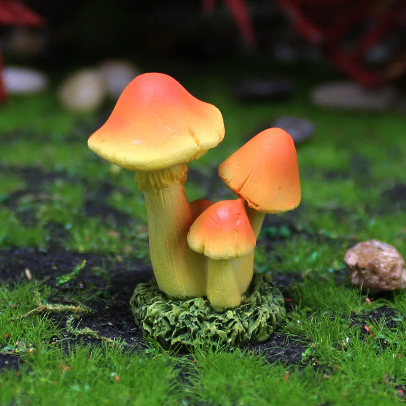 miniature champignons décoratifs résine colorées textures naturelles intérieur magique blanc rouge vert marron